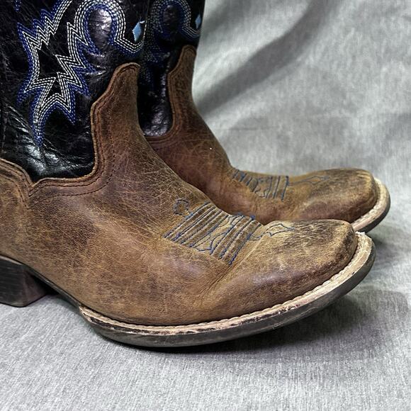 Ariat Tombstone Cowboy Western Boots Square Toe Blue Brown 10012794 Boys Size 2 - Picture 9 of 15